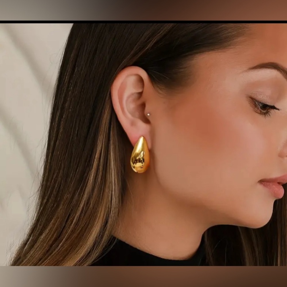 NEW- (Pick1) 18K Gold/silver  Plated Teardrop Hoop Earrings
